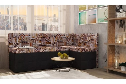 Кухонный диван Токио (Домино) Комби Наска Brown угловой - фото 147836