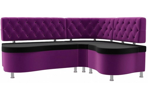 Кухонный диван Вегас Вельвет Black Фиолет угловой - фото 157828